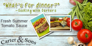 Fresh summer tomatoes and plated meals