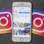 Smartphone displaying Instagram feed with logos