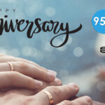 Hands with wedding rings, "Happy Anniversary" text